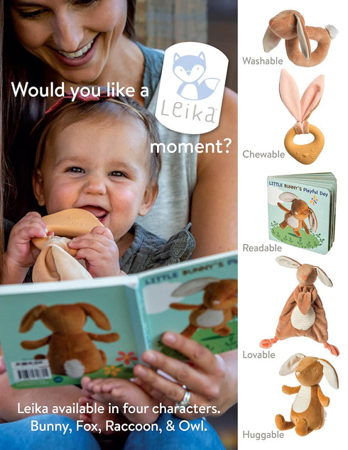 0-12 9-Inches, Mary Meyer Teething Toys Leika Silicone Baby Teether for Babies Months, Little Bunny
