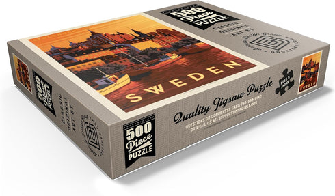 MyPuzzle Sweden Vintage Poster: Stockholm, Premium 500 Piece Jigsaw Puzzle for Adults