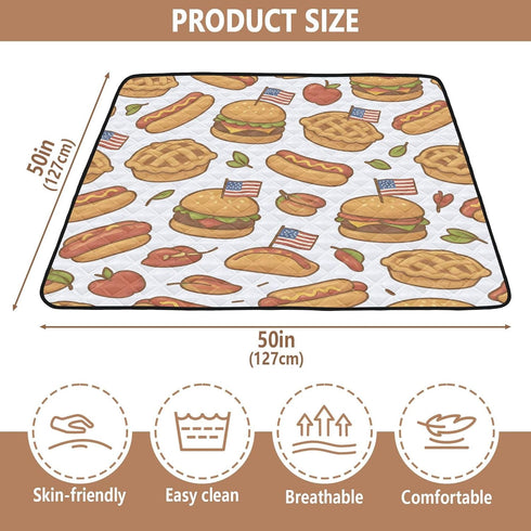 Caihoyu 50'' 50'' Standard Pattern Patriotic Food Soft Padded Baby Playmat for Floor Non-Toxic Kicking Mat for Babies