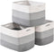 Storage Baskets for Organizing Shelves, 3 Packs Woven Cotton Rope Baskets for Books Towels Toys, 15"x11"x9.5", Gradient
