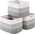 Storage Baskets for Organizing Shelves, 3 Packs Woven Cotton Rope Baskets for Books Towels Toys, 15"x11"x9.5", Gradient