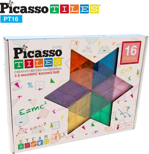 PicassoTiles Magnetic Building Block Set Geometry Shape Magnet Tiles Construction Toy STEM Learning Kit