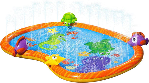BANZAI Splash Pad Toddler Water Play Mat, 58 in Outdoor Kids Sprinkler