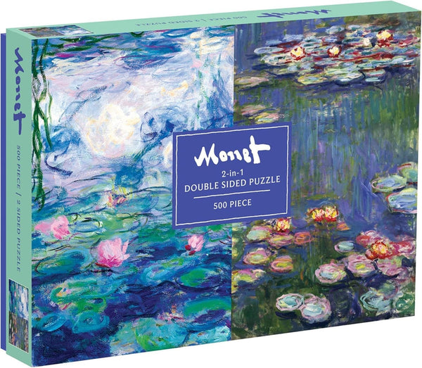 Galison Monet 500 Piece Double Sided Jigsaw Puzzle - Classic Art Puzzle with Art from Monet