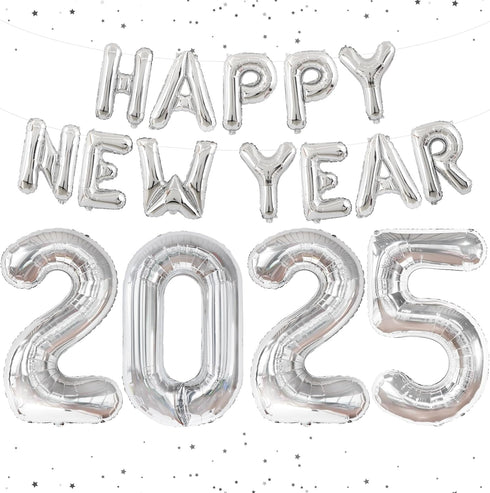 KatchOn XtraLarge 2025 Balloons - 40 Inch Silver and 16 Inch for Happy New Year Decorations