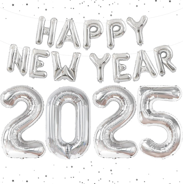 KatchOn XtraLarge 2025 Balloons - 40 Inch Silver and 16 Inch for Happy New Year Decorations