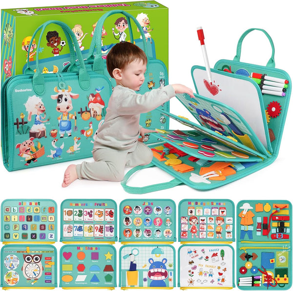 Montessori Busy Board - Sensory Learning Toys for Toddlers 3-6 Years-10 Pages-32
