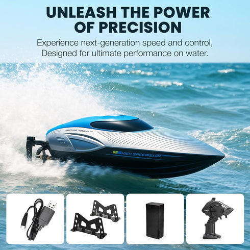 Parabound 2.4GHz 25 RC Boat for Adults & Kids, Metallic Blue, Remote Control Racing Boat, MPH, Self-Righting