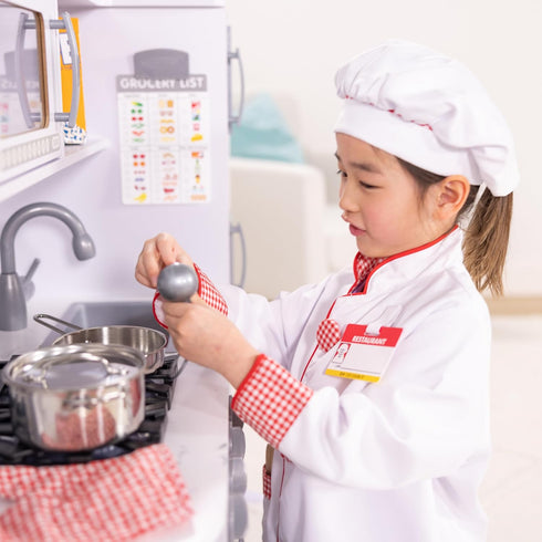 Set (8-Pc) 3+ Melissa & Doug Chef Costume, Pretend Play Dress Up Chef's Jacket, Hat, & Accessories, Role Play Toys