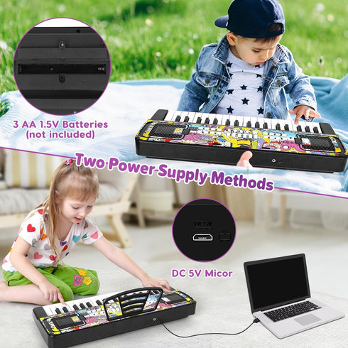 M SANMERSEN Piano Keyboard for Kids - 37 Keys Electronic Pianos with Music Book Bracket for 3-8 Years Old