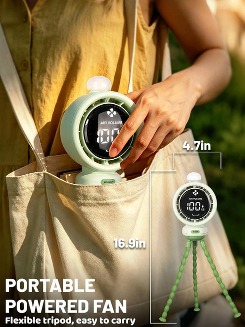 Generic 135 3-Color 6mm Portable Stroller Fan with Auto Oscillation, LED Night Light, Rechargeable Battery & Flexible