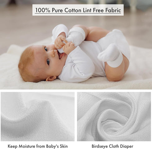 24 Pack, 100% 23x23 Inches, RUVANTI Unisex Birdseye Flat-Fold Cloth Diapers for Babies Cotton Reusable Diaper Inserts