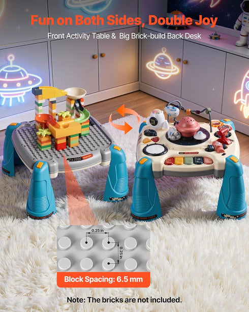 1-3 60+ 6+ VEVOR Baby Spacecraft Musical Table Toys for Years Old, Learning Activity Desk with Space Theme & Soft-Glow
