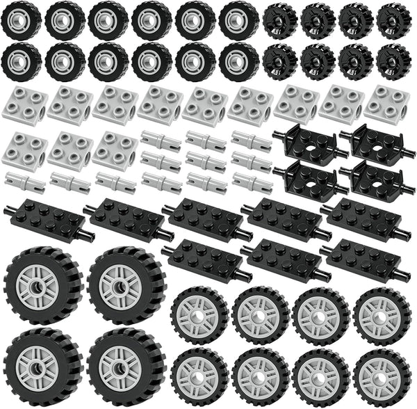 BroTex Wheels and Axles Building Blocks Set, Vehicle Truck Tires Compatible with
