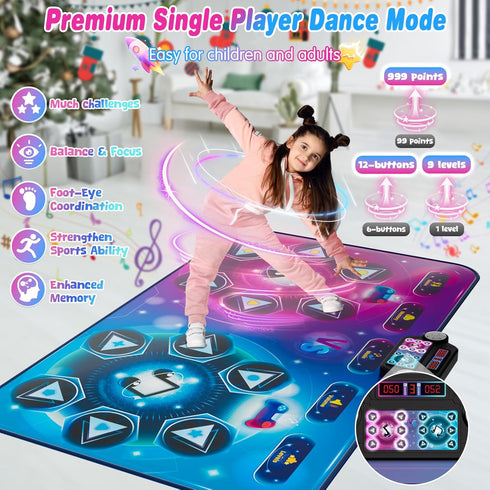3-12, 12 (59*38 5 6 7 8 9 10 11 12 maysida Dance Mat Toy Gift for Kids ages Dancing Music Playmat with Key, Large Size