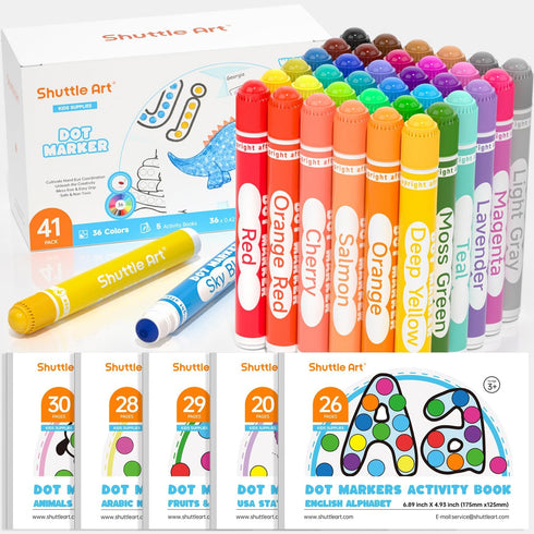 Shuttle Art Dot Markers, 36 Colors Washable with 135 Activity Sheets, 5