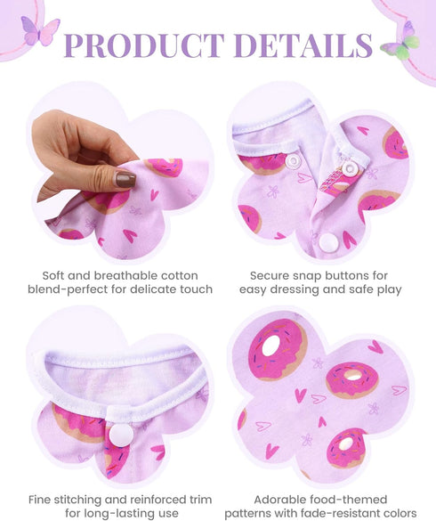 17-22 Inch 5 Sets BABESIDE Reborn Baby Doll Clothes for Dolls, Baby Doll Clothes Outfits Accessories - Romper Suit
