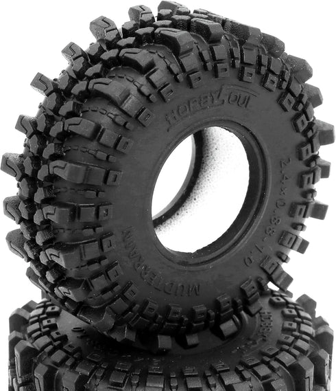 HOBBYSOUL 2pcs 1.0 Tires, 61 * 22.4mm Soft Sticky Mud Crawler Tires for RC 1/18 TRX4M 1/24 SCX24 AX24 FCX24 Enduro24