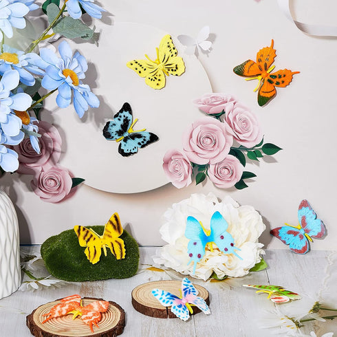 Plastic Butterflies Toy Action Figures, Lifelike Butterfly Decoration, Removable Reusable for Party Favor (36 Pieces)