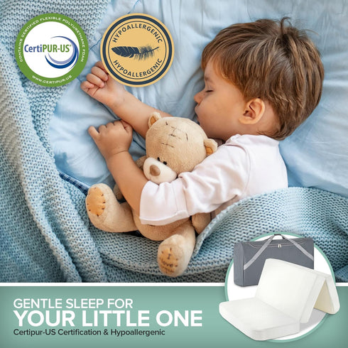 3" Pack Foldable Travel n Play Mattress Pad with Bag, Waterproof Portable Mini Crib Mattresses, Baby Bed Playpen Memory
