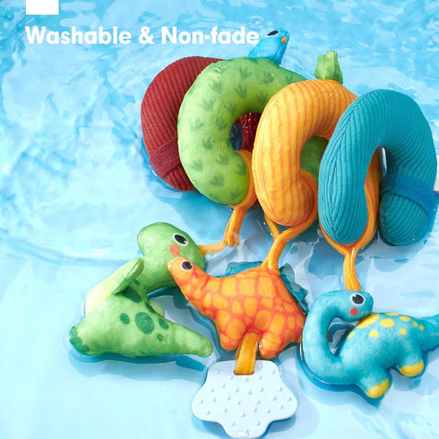 hahaland Car Seat Toys for Babies 0-6 Months - Rattle, Mirror, Crinkle, Squeaky Developmental Travel Toys for Infants