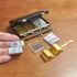 EKKZ 1:6 Set Scale Miniature Black Briefcase with Fake Gold Bars, Mini Dollar Bill Bundles, Vintage Coins & Toy Weapons