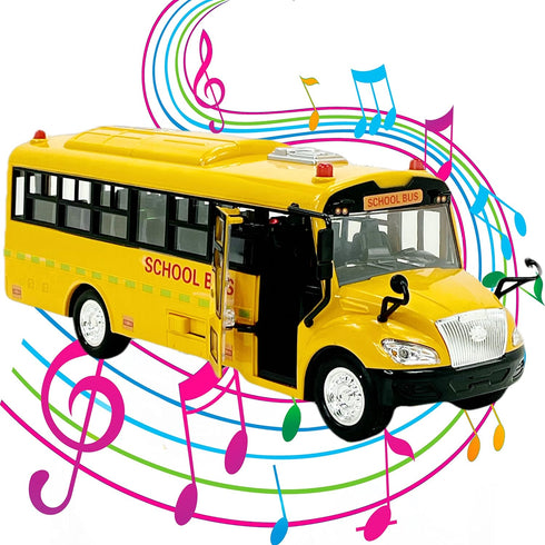 Big Daddy Huge Yellow School Bus - Pull Back Toy School Bus with Lights, Sounds, and Openable Doors for Toddlers