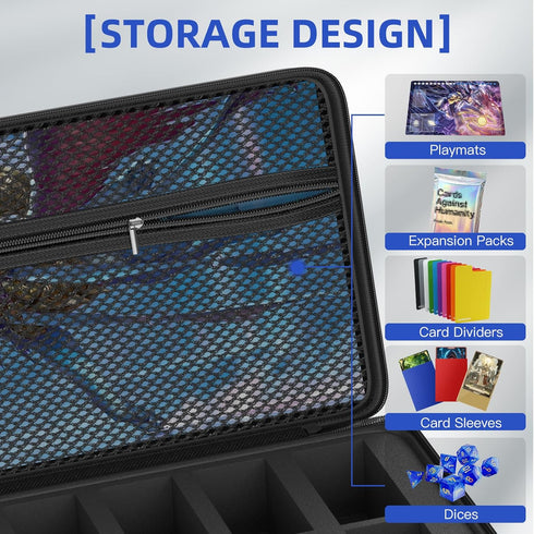 1200-2200 Set Vitula Cards Case Fits for MTG, Cards Against Humanity, Yugi-oh, Portable Card Storage Box with a Dice