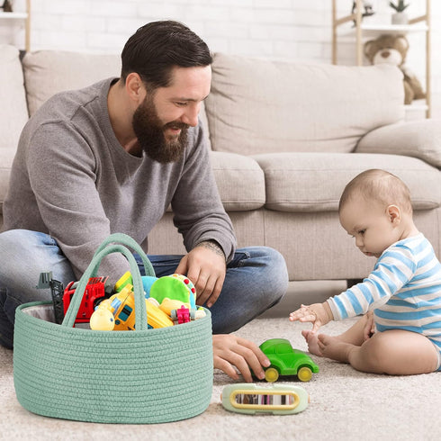 Maliton Diaper Caddy Organizer for Baby, Portable Diaper Storage Organizer for Changing Table and Car, Cotton Rope