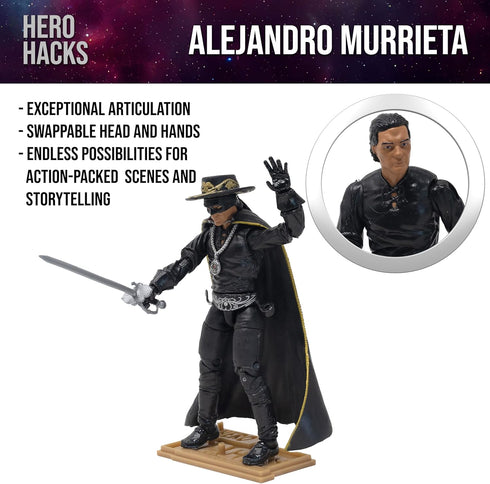 1:18 Boss Fight Studio Hero H.A.C.K.S. Alejandro Murrieta, Zorros Protg Action Figure Highly Articulated Collectible