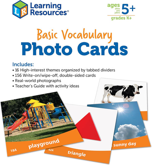 Learning Resources Basic Vocabulary Photo Cards, 156 Cards, Educational Games for Kids, Ages 5+