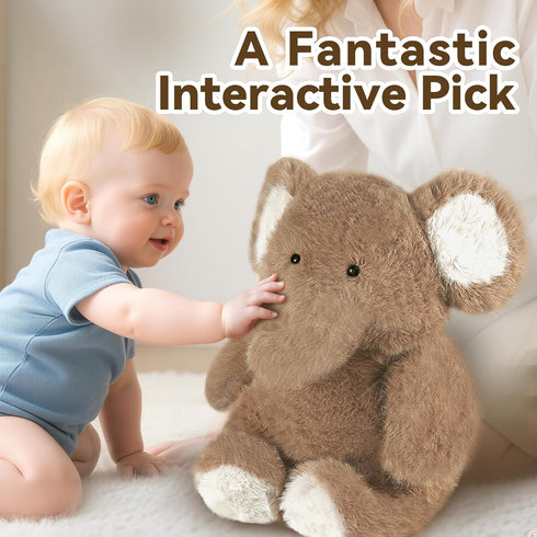 18" 0 iPlay, iLearn Elephant Stuffed Animal, Soft Baby Plush Elephant Toy, Infant Big Cute Fluffy Animal Toy, Nursery