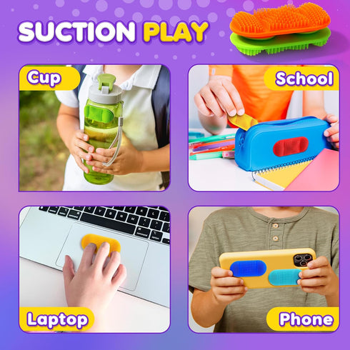 LESONG Fidget Sensory Toys for Kids: Layered Bristle Textured Toys with Suction Cup for Autism Kids - Sensory Items