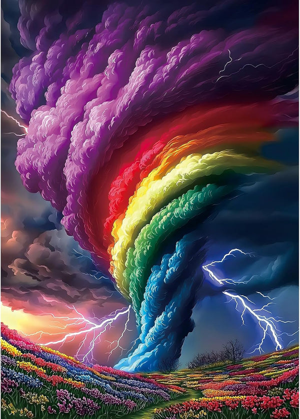 Blueforest 1000 Piece Puzzles for Adults, Rainchbow Tornado Jigsaw Puzzles for Adults,