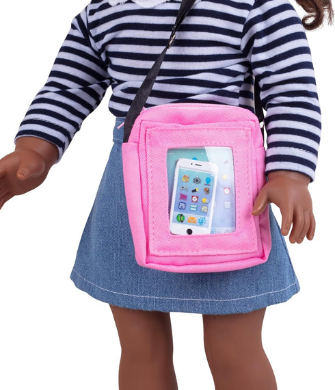 3pc Tech Set for American 18" Dolls with Cell Phone, Computer Tablet, and Accessory Bag - Premium Durable Metal