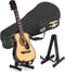 Wooden Miniature Guitar with Stand and Case, 5.9in Black Mini Guitar Model for Home Decor