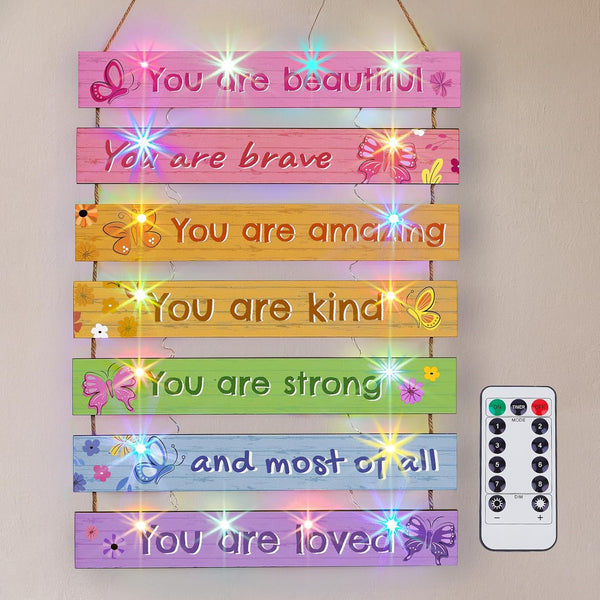 FIOBEE Girls Room Dcor for Teen Girls Boys with LED Light Wall