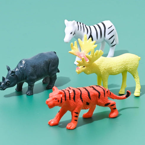 Mini Animals Jungle Party Pack - 100 Piece Bulk Set of Plastic Wild Mini Educational Animal Toys for Kids Party Favors