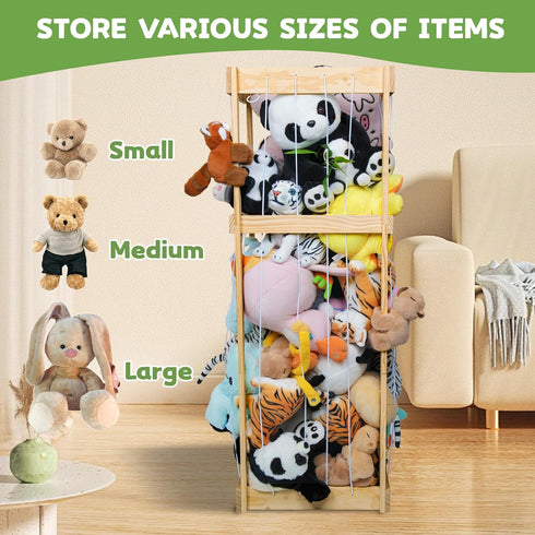 Stuffed Animal Storage with Large Capacity, Stuffed Animal Zoo Toy Storage, Large Wood Plushies Storage Organizer