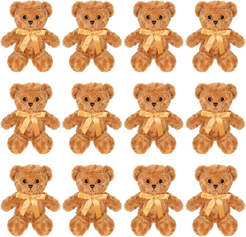 Jenaai 12 Pieces Stuffed Animals Stuffed Bear with Bow Soft Party Gift