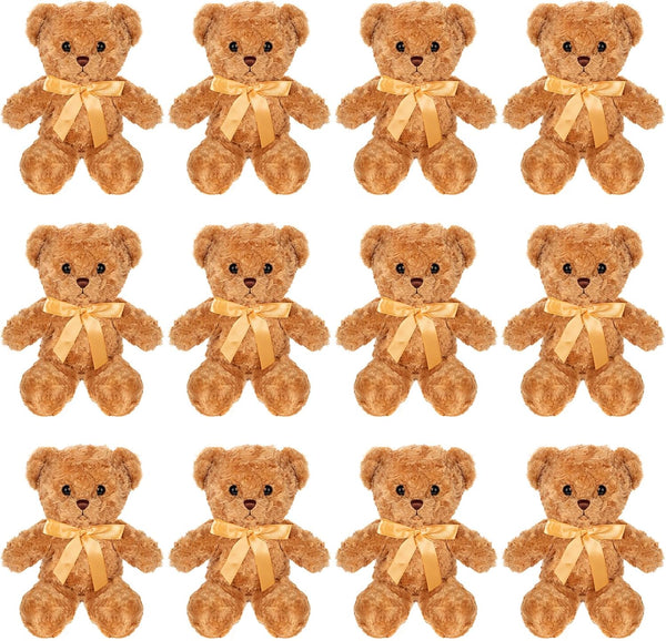 Jenaai 12 Pieces Stuffed Animals Stuffed Bear with Bow Soft Party Gift