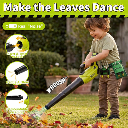 Pandapop Set, 2 1 Set 3 4 5 6 7+ Kids Gardening Tools In Kids Leaf Blower & Toy Lawn Mower with Sounds & Lights, Kids