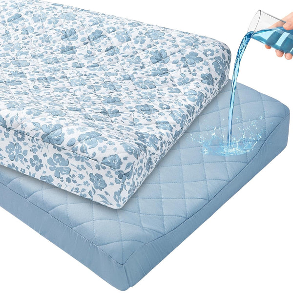 FIOBEE Changing Pad Cover Waterproof 2 Pack Quilted Diaper Change Table Sheets