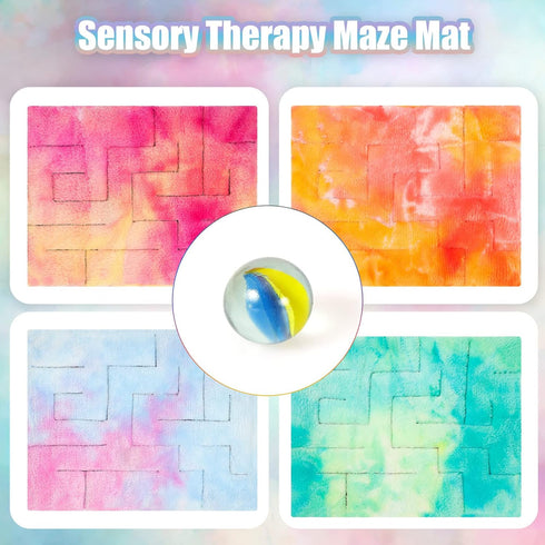 CHENGU 4 Style,8.66 6.3 Pcs Marble Maze Mat Sensory Fidget Stress Relief Toys Calming Sensory Mat Anxiety Relief Fabric