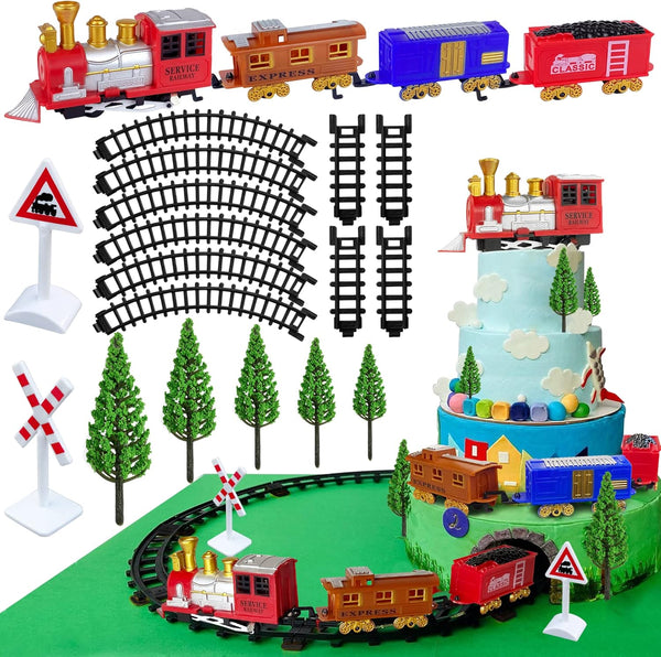 RASSLISA 21PCS Train Cake Decorations Train Cake Toppers Train Birthday Party Supplies Mini