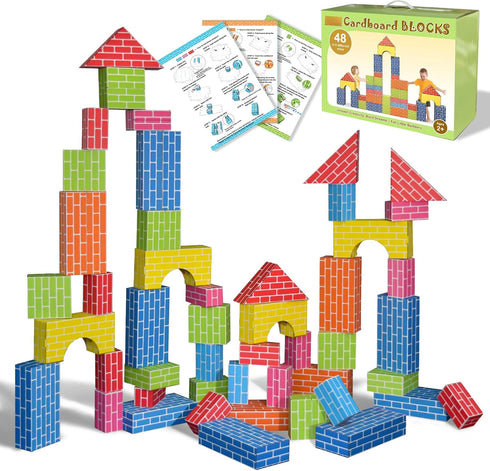 Cartboatoy 48-Pack Cardboard Building Blocks for Kids: 26/36/48 Jumbo Gifts Heavy Duty Develop