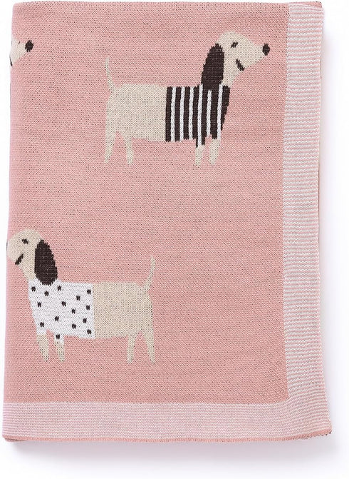 100% Summer 40x30in Baby Blanket Cotton Soft Cooling Receiving Swaddle Blankets for Boy Girl-Pink Dachshund Puppy Dog