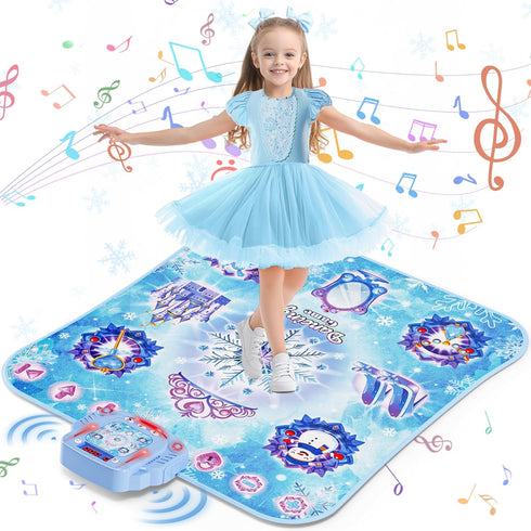 Dance Mat Toys for Girls: 8-Button Frozen Dance Pad with Wireless Bluetooth, LED Light, Birthday Gifts for Kids
