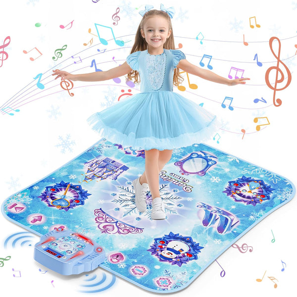 Dance Mat Toys for Girls: 8-Button Frozen Dance Pad with Wireless Bluetooth, LED Light, Birthday Gifts for Kids