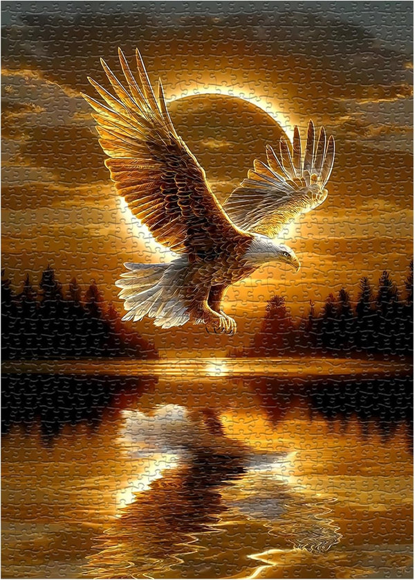 pazzocenter Solar Eagle Puzzles for Adults 1000 Pieces, Nature Forest Sunset Scenery Puzzles,